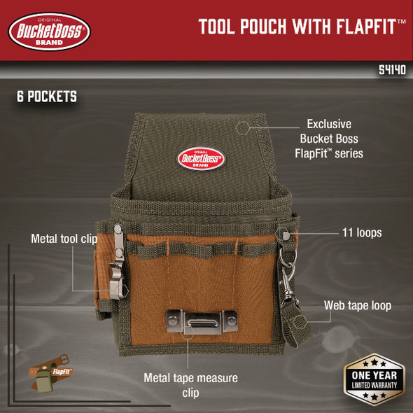 Bucket Boss FlapFit 6.5 In. Tool Belt Pouch 54140 309769