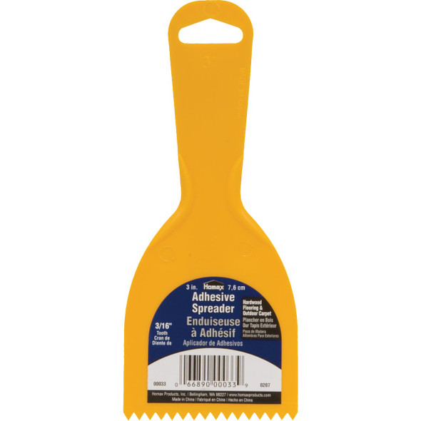 Homax 3 In. 3/16 In. V-Notch Adhesive Spreader 00033