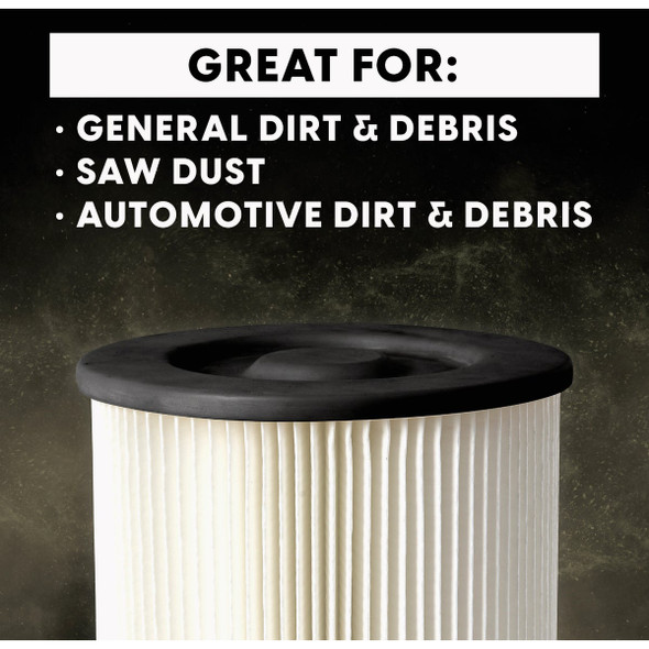 Vacmaster 9 Gal. to 16 Gal. Standard Wet-Dry Vacuum Cartridge Filter & Retainer VRCF 399161