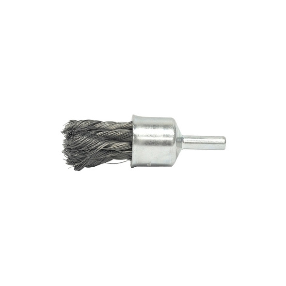 Knot Wire End Brush, Steel Bristles, 1/2 in Brush dia x 0.014 in Wire, 20000 RPM, 1 EA/EA