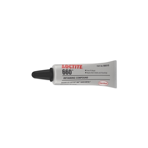 660 Quick Metal Retaining Compound, 6 mL Tube, Silver, 3,300 psi Pack of 10