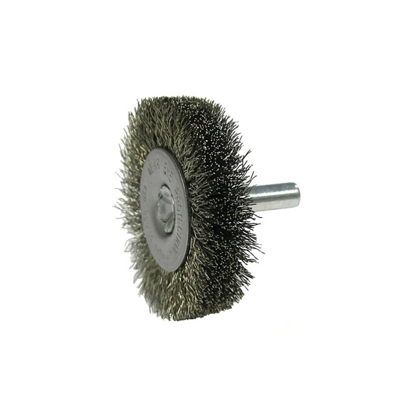 Crimped Wire Radial Wheel Brush, 2 in D, .008 Stainless Steel Wire Pack of 10