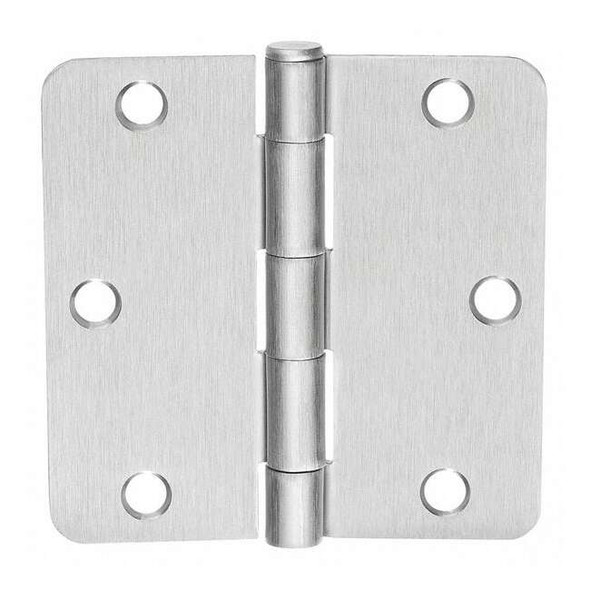 Butt Hinge, Steel, Flush Mounting, 1 11/16 in Leaf W x 4 in Leaf H, Satin Chrome