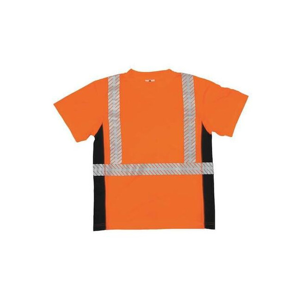 Unisex Short Sleeve Hi-Vis Black Sided T-Shirt, Polyester, Orange, 3XL