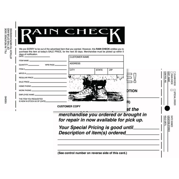 True Value 3-Part Rain Check Form (25-Count) 100081