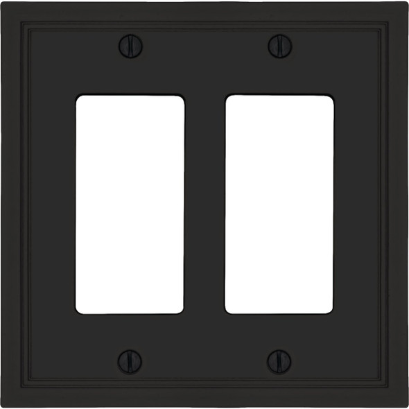 Amerelle Fairbanks 2-Gang Black Insulated Bamboo Wall Plate 615RR-MB