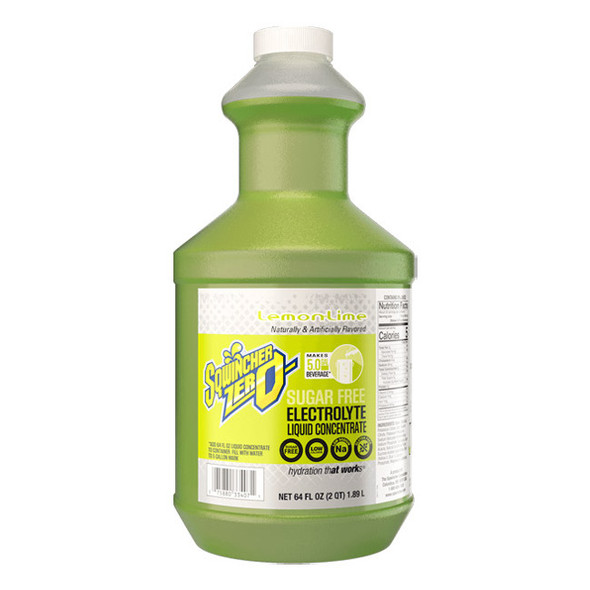 Sqwincher® Zero Liquid Concentrate, 64 oz Bottle, 5 gal Yield, Orange, 6/Case