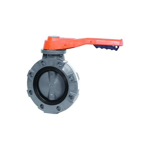 Butterfly Valve, 4", PVC/PP/EPDM, Lever Handle