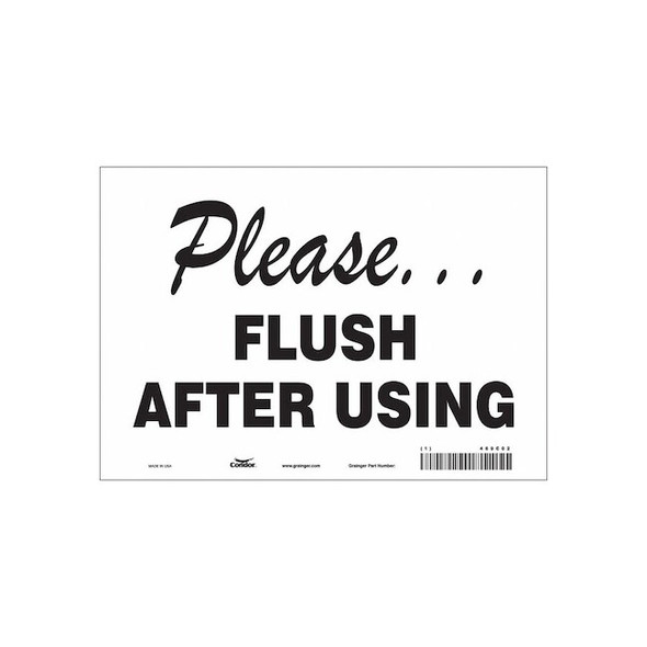 PLEASE FLUSH AFTER USING, 10 in W x 7 in H, Vertical Rectangle, Vinyl, 469C02