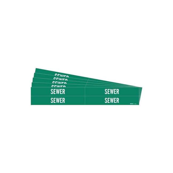 Brady Pipe Marker, Adhesive, White, Sewer, PK5, 7259-4-PK 7259-4-PK