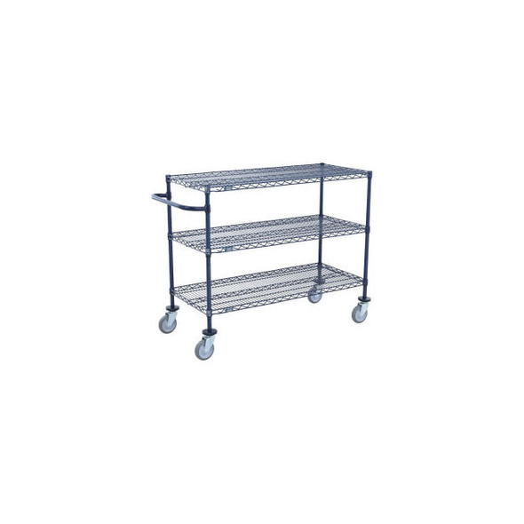 Nexel Push Cart 3 Shelf Nexelon 48""W x 18""D x 40""H Poly Casters 4 Swivel