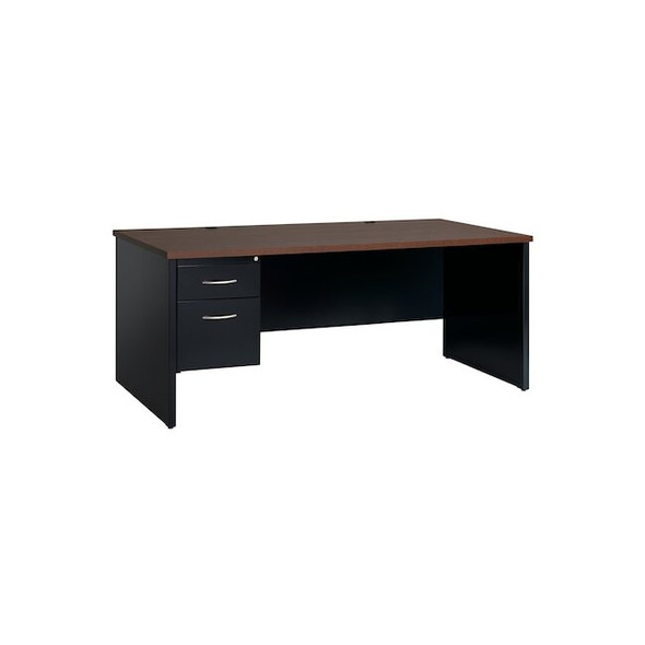 Hirsh Desk Pedestal, 36 in D X 29 1/2 in H, 72 in W X Steel, Black/Walnut 20541