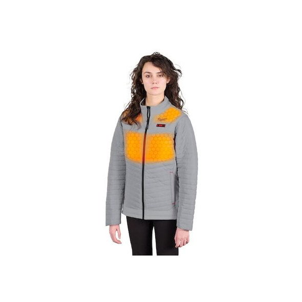 M12 Women's Heated Jacket, Gray, Heats 3 to 12 Hours, 2 Outside Pockets, M