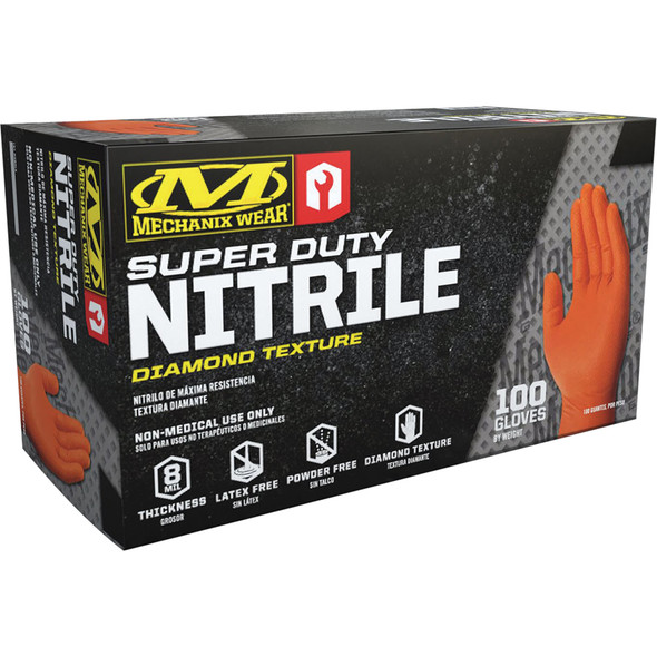 8 Mil Nitrile RDT Gloves 100-BX (Large, Orange) D01-09-010-100