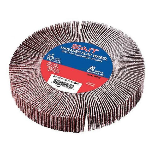 SAIT 72130 5/8-11 Threaded Flap Wheel 4-1/2" x 3/4" x 5/8"-11, 40 Grit