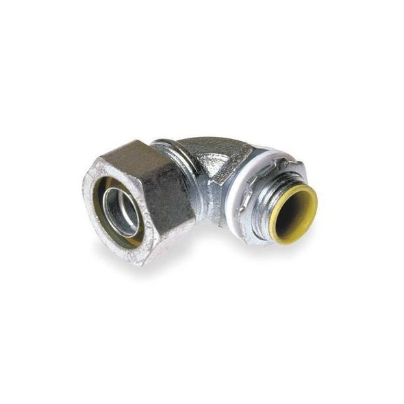Conduit Fitting Connector, 4 in, Liquid-Tight, Steel, Electro Zinc Plated, Gray