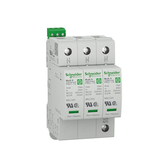 Schneider Electric Surge Arrester, 3 Phase, 277/480V, 3 Poles, 4 Wires M9L33480