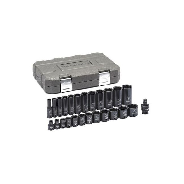 25 Piece 3/8" Drive 6 Point Standard & Deep Impact SAE Socket Set