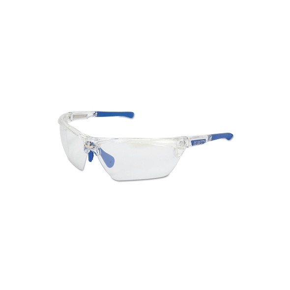 Dominator® DM3 Safety Glasses, Polycarbonate I/O Mirror Lens, Duramass®, Clear Polycarbonate/Blue TPR Pack of 12