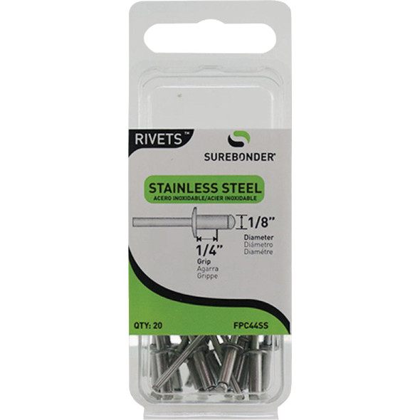 Surebonder 1/8 In. x 1/4 In. Stainless Steel Rivet (25-Pack) FPC44SS