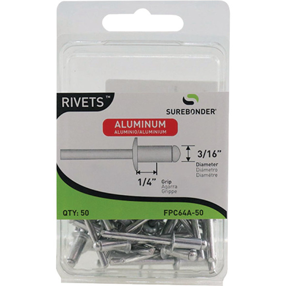 Surebonder 3/16 In. x 1/4 In. Aluminum Rivet (50-Pack) FPC64A-50