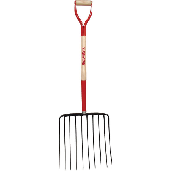 Razor-Back 30 In. D-Grip Wood Handle Forged Ensilage Pitch Fork (10-Tine) 76125