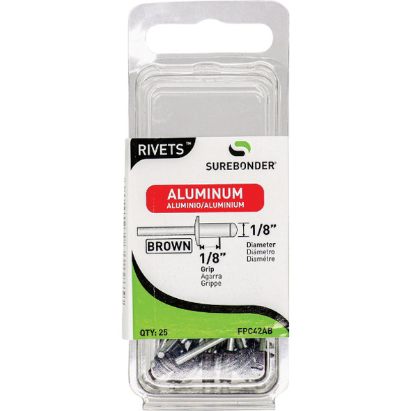 Surebonder 1/8 In. x 1/8 In. Brown Aluminum Rivet (25-Pack) FPC42AB