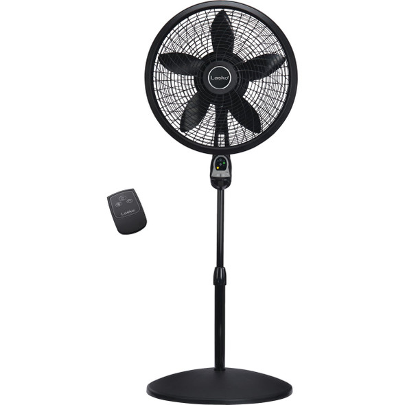 Lasko 18 In. Black Adjustable Height Pedestal Fan with Remote Control 1843
