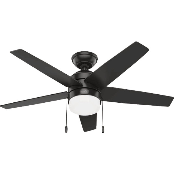 Hunter Bardot 44 In. Matte Black Ceiling Fan with LED Light Kit and Pull Chain