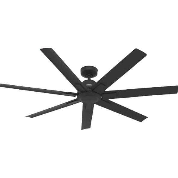 Hunter Downtown 60 In. Matte Black Damp Rated Ceiling Fan and Wall Control 51590