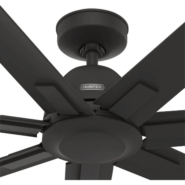 Hunter Downtown 60 In. Matte Black Damp Rated Ceiling Fan and Wall Control 51590 533341
