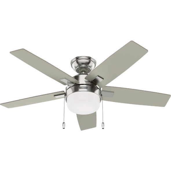 Hunter Anisten 44 In.  Brushed Nickel Ceiling Fan with LED Light Kit 52495