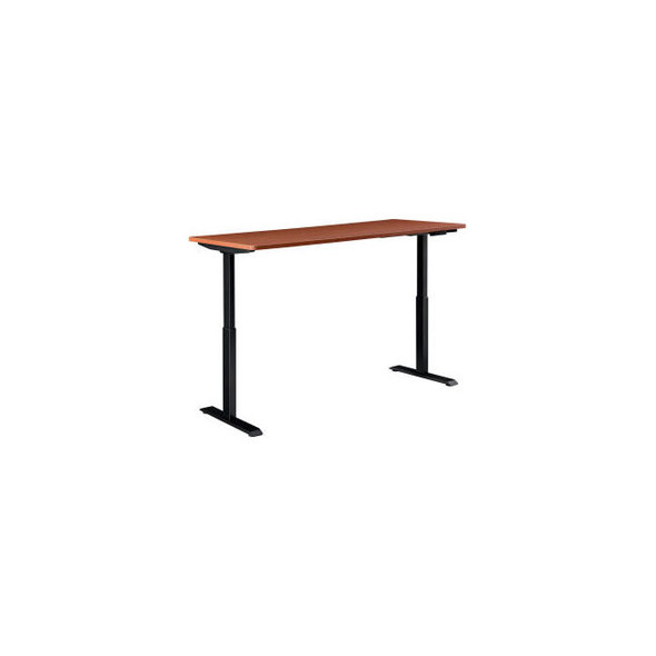 Interion Electric Height Adjustable Desk 48""W x 30""D Cherry W/ Black Base