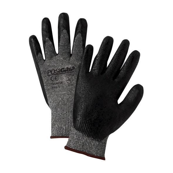 Seamless Knit Nylon Glove with Nitrile Coated Foam Grip on Palm & Fingers, Med, Pair