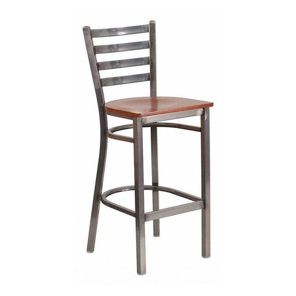 Barstool,Ladder Back,Clr w/Cherry Seat