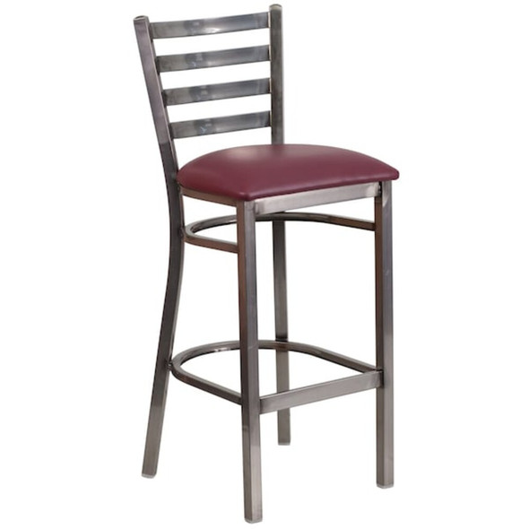 Barstool,Ladder Back,Clr w-Burgundy Sea  XU-DG697BLAD-CLR-BAR-BURV-GG