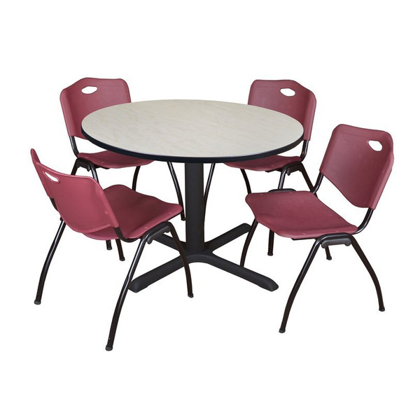 Cain Cain Round Table & Chair Set, Wood, Metal, Plastic Top, Maple TB48RNDPL47BY