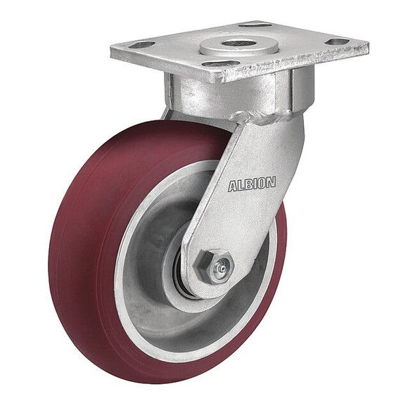 8" X 2" Non-Marking Polyurethane Swivel Caster, No Brake, Loads Up To 1250 lb