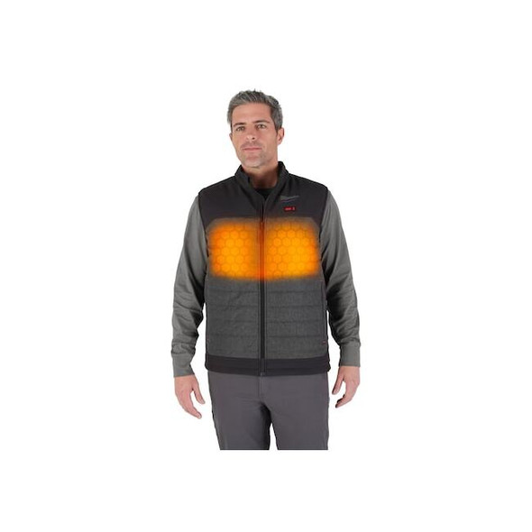 Axis Heated Vest, Polyester, 2 to 8 hours Heating Time, 3 Heat Settings, Gray, L