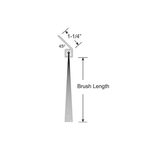 Brushseal, Polyp., 1-1/4-in x 45 Degree Holder, 1-in Brush, 94-in.