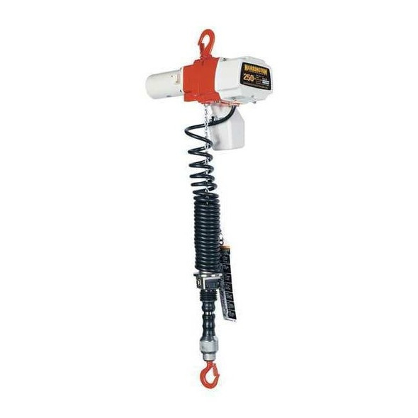 Electric Chain Hoist, 250 lb, 6 ft, Hook Mounted - No Trolley, 120V AC, White