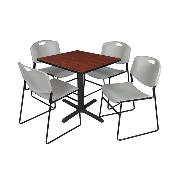 Cain Cain Square Table & Chair Set, Wood, Metal, Polypropylene Top TB3030CH44GY