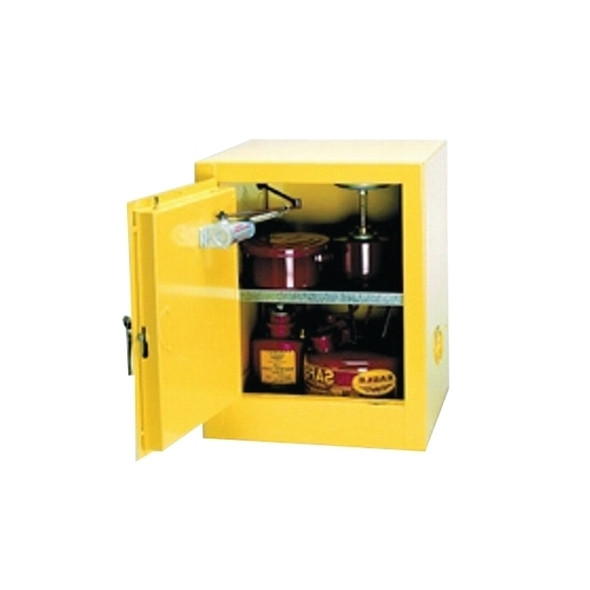 Flammable Liquid Storage Cabinet, Bench Top, Self-Close Door, 4 gal Cap, Yellow