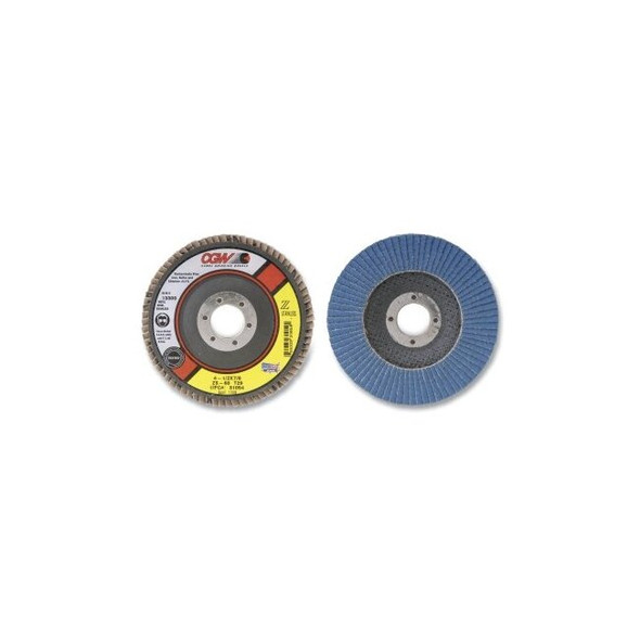 Z-Stainless Flap Disc, 4-1/2 in dia, 60 Grit, 7/8 in Arbor, 13300 RPM, T27 Pack of 10