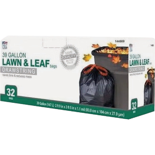 Berry 39 Gal. Black Lawn & Leaf Drawstring Trash Bags (32-Count) 1942927