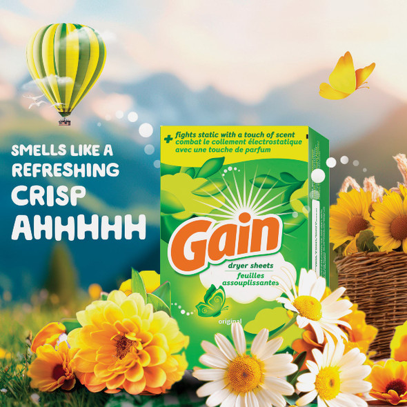 Gain Original Scent Dryer Sheet with Wrinkle Release (120-Count) 80836984 646409