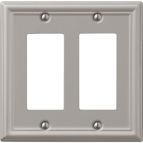 Amerelle Chelsea 2-Gang Brushed Nickel Steel Wall Plate 149RRBN
