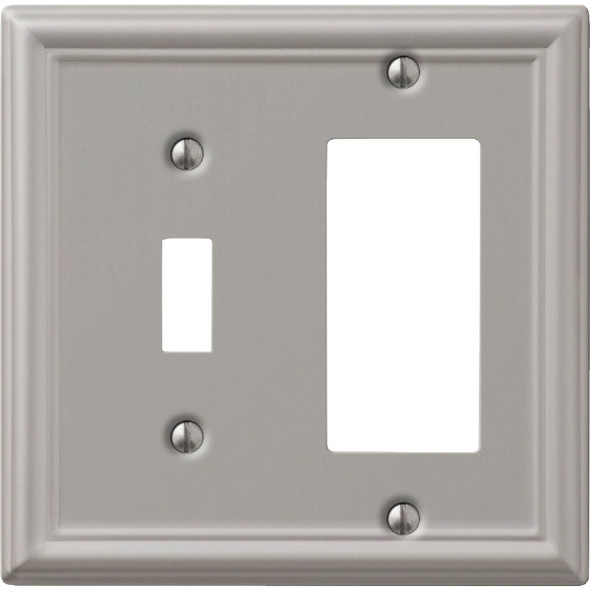 Amerelle Chelsea Brushed Nickel Combination Wall Plate 149TRBN