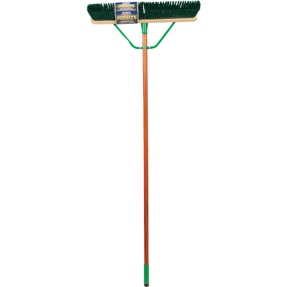 Quickie Jobsite Stiff Poly 24 In. W. x 60 In. L. Wood Handle Push Broom 868SU 649831