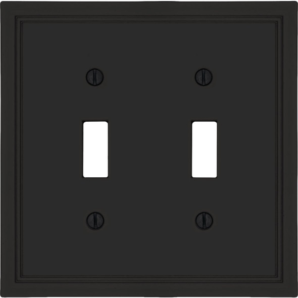 Amerelle Fairbanks 2-Gang Matte Black Insulated Bamboo Swich Wall Plate 615TT-MB
